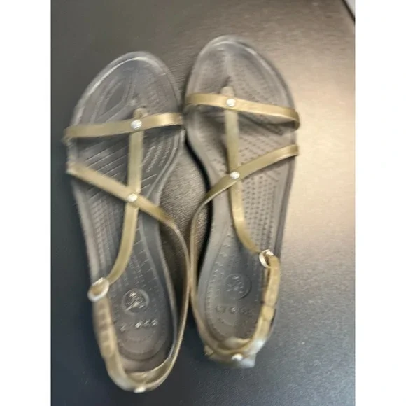 Crocs Sandals Brown Women 7 Gladiator Isabella Strappy Jelly Vacation Beach Stud - Picture 4 of 10